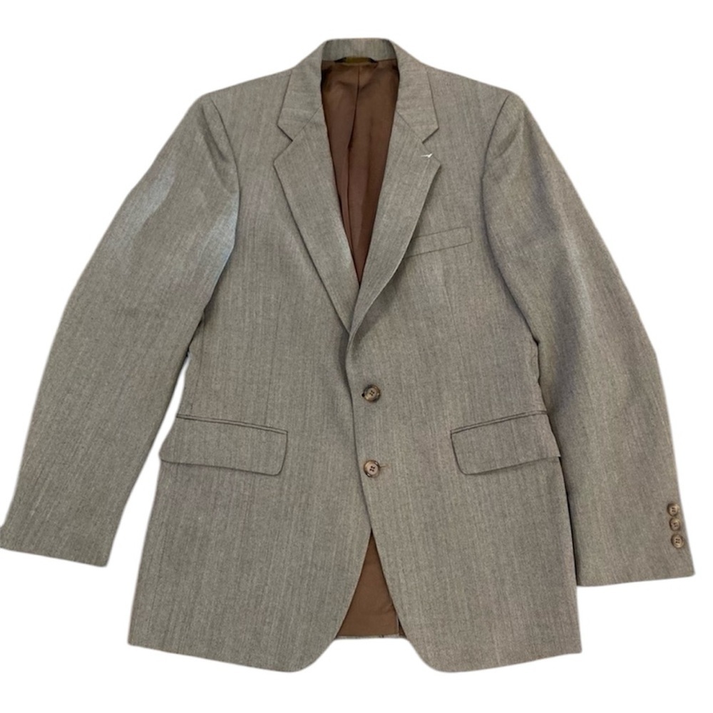 Pierre Balmain Mens Herringbone Paris Luxury Blazer Brown Sports Coat Si…